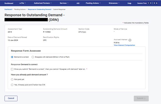 Demand Notice from the Income Tax