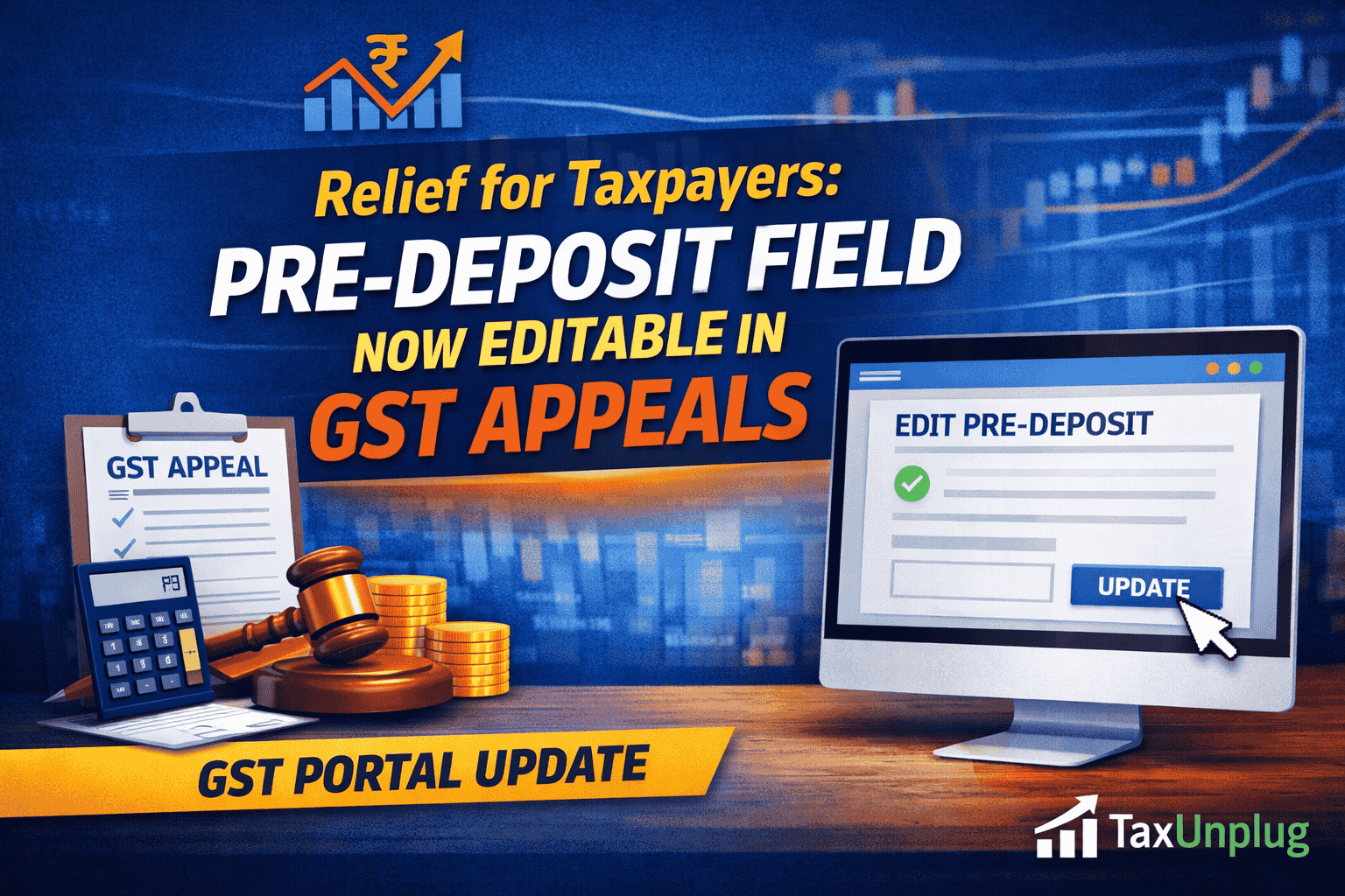 Relief for Taxpayers: Pre-Deposit Field Now Editable in GST Appeals | TaxUnplug